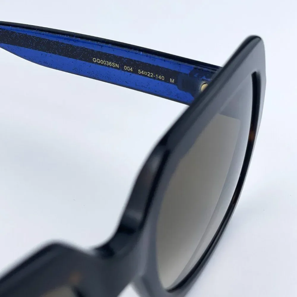 NEW Gucci GG0036SN 004 Havana Blue Brown Gradient Square Women Sunglasses